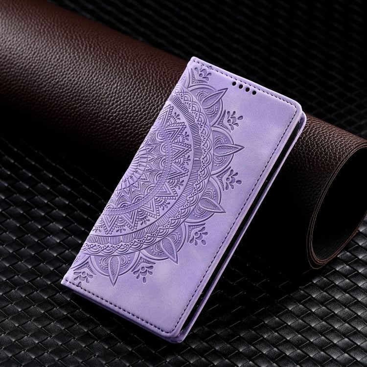 For iPhone 16 Pro Totem Embossed Magnetic Leather Phone Case(Purple)
