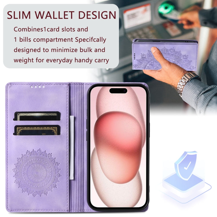 For iPhone 16 Pro Totem Embossed Magnetic Leather Phone Case(Purple)