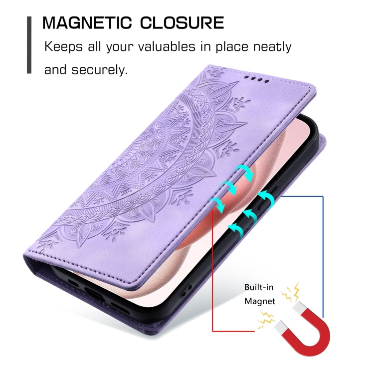 For iPhone 16 Pro Totem Embossed Magnetic Leather Phone Case(Purple)