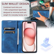 For iPhone 16 Plus Totem Embossed Magnetic Leather Phone Case(Blue)