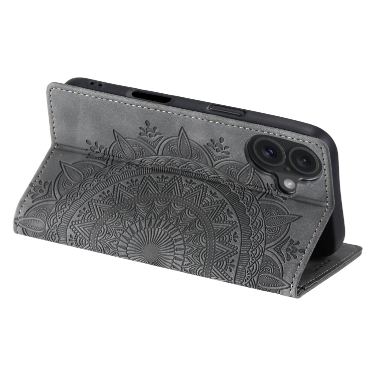 For iPhone 16 Totem Embossed Magnetic Leather Phone Case(Grey) - iPhone 16 Cases by PMC TechLife | Online Shopping South Africa | PMC TechLife | Buy Now Pay Later Mobicred
