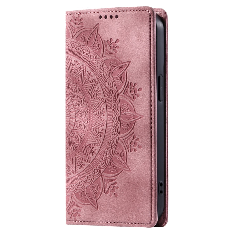 For iPhone 16 Totem Embossed Magnetic Leather Phone Case(Rose Gold) - free shipping - PMC TechLife - Order now!