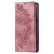 For iPhone 16 Totem Embossed Magnetic Leather Phone Case(Rose Gold)