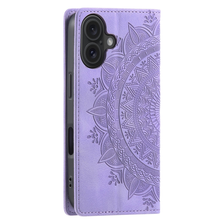 For iPhone 16 Totem Embossed Magnetic Leather Phone Case(Purple) - iPhone 16 Cases by PMC TechLife | Online Shopping South Africa | PMC TechLife | Buy Now Pay Later Mobicred
