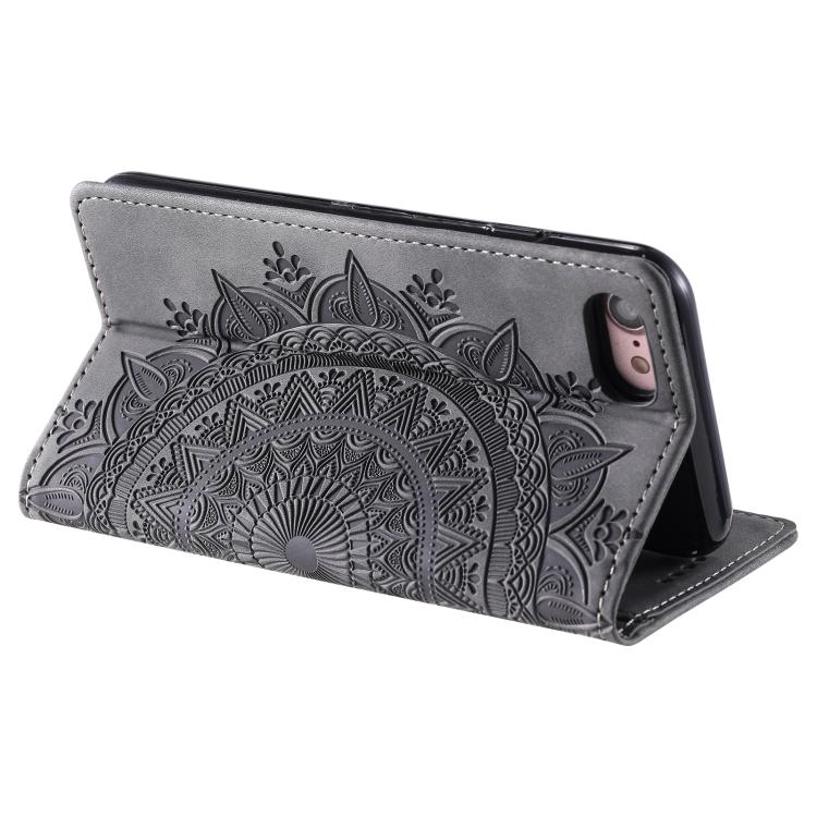 For iPhone 16e Totem Embossed Magnetic Leather Phone Case(Grey) - iPhone 16e Cases by PMC TechLife | Online Shopping South Africa | PMC TechLife | Buy Now Pay Later Mobicred