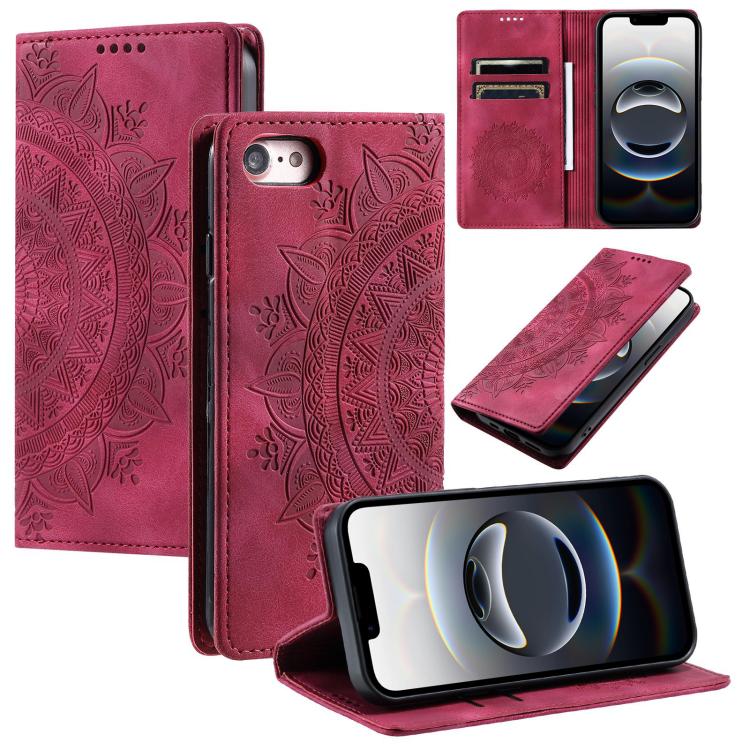 For iPhone 16e Totem Embossed Magnetic Leather Phone Case(Red) - iPhone 16e Cases by PMC TechLife | Online Shopping South Africa | PMC TechLife | Buy Now Pay Later Mobicred
