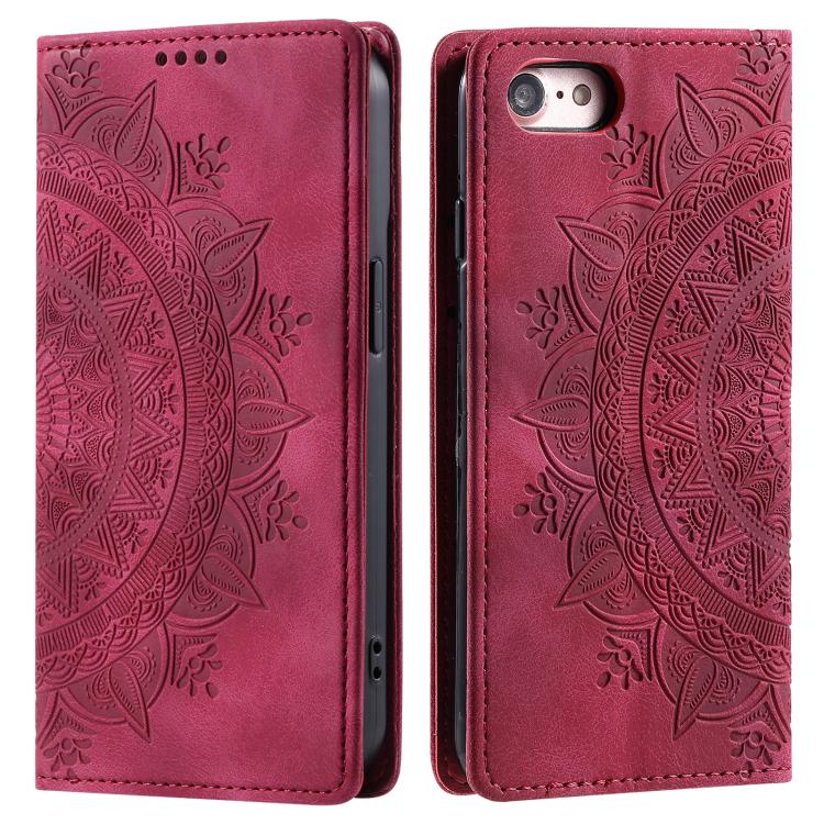 For iPhone 16e Totem Embossed Magnetic Leather Phone Case(Red) - iPhone 16e Cases by PMC TechLife | Online Shopping South Africa | PMC TechLife | Buy Now Pay Later Mobicred