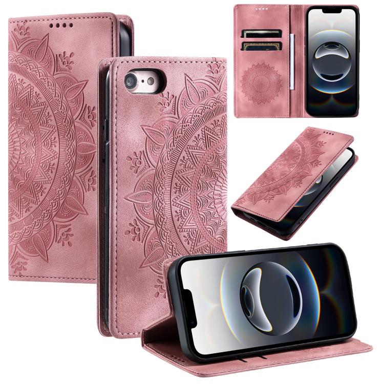 For iPhone 16e Totem Embossed Magnetic Leather Phone Case(Rose Gold) - iPhone 16e Cases by PMC TechLife | Online Shopping South Africa | PMC TechLife | Buy Now Pay Later Mobicred