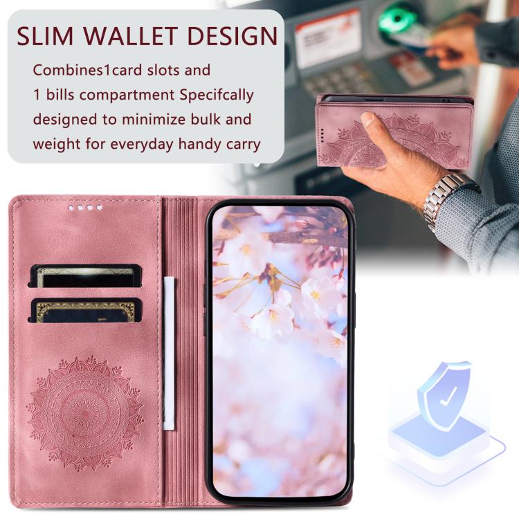 For iPhone 16e Totem Embossed Magnetic Leather Phone Case(Rose Gold) - iPhone 16e Cases by PMC TechLife | Online Shopping South Africa | PMC TechLife | Buy Now Pay Later Mobicred