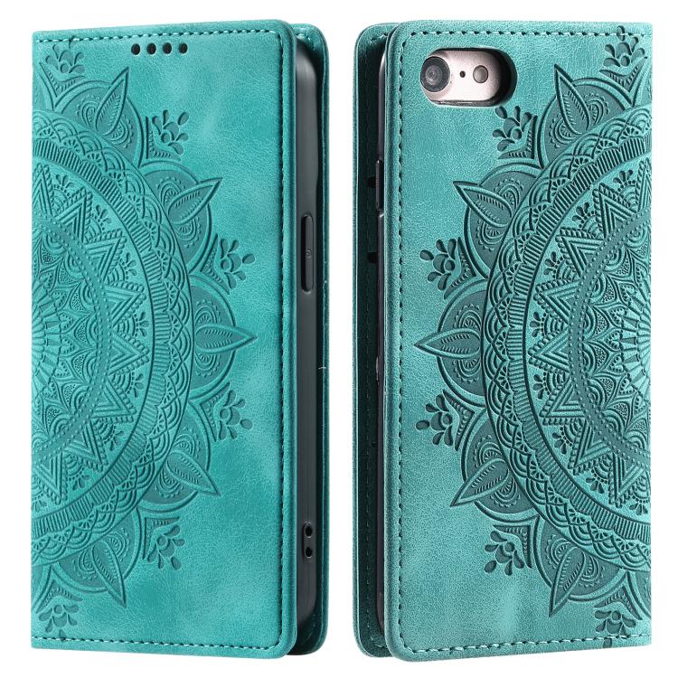 For iPhone 16e Totem Embossed Magnetic Leather Phone Case(Green) - iPhone 16e Cases by PMC TechLife | Online Shopping South Africa | PMC TechLife | Buy Now Pay Later Mobicred