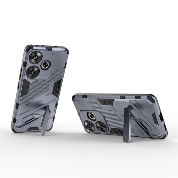 For Xiaomi Redmi Turbo 3 5G Punk Armor 2 in 1 PC + TPU Phone Case with Holder(Grey) - Xiaomi Cases by PMC TechLife | Online Shopping South Africa | PMC TechLife | Buy Now Pay Later Mobicred