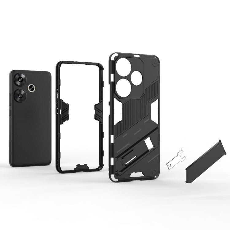 For Xiaomi Redmi Turbo 3 5G Punk Armor 2 in 1 PC + TPU Phone Case with Holder(Light Red)