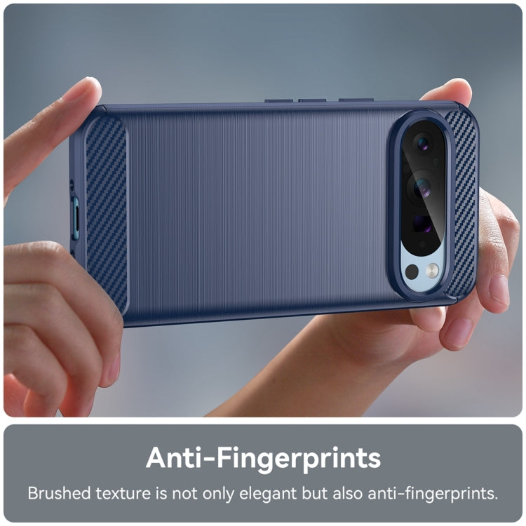 For Google Pixel 9 Pro 5G Carbon Fiber Brushed Texture TPU Phone Case(Blue)