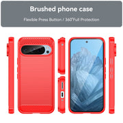 For Google Pixel 9 Pro 5G Carbon Fiber Brushed Texture TPU Phone Case(Red)