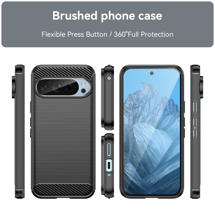 For Google Pixel 9 Carbon Fiber Brushed Texture TPU Phone Case(Black) - Google Cases by PMC TechLife | Online Shopping South Africa | PMC TechLife | Buy Now Pay Later Mobicred