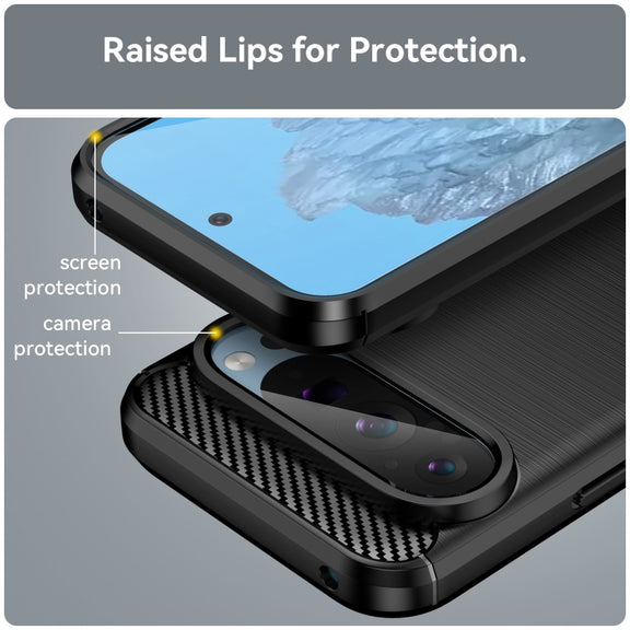 For Google Pixel 9 Carbon Fiber Brushed Texture TPU Phone Case(Black)