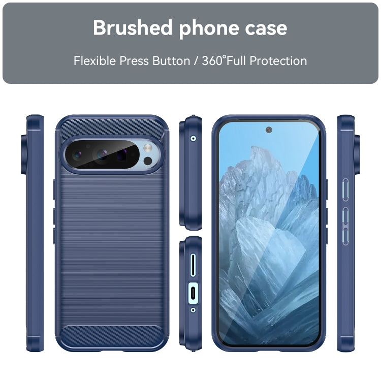 For Google Pixel 9 Carbon Fiber Brushed Texture TPU Phone Case(Blue) - Google Cases by PMC TechLife | Online Shopping South Africa | PMC TechLife | Buy Now Pay Later Mobicred