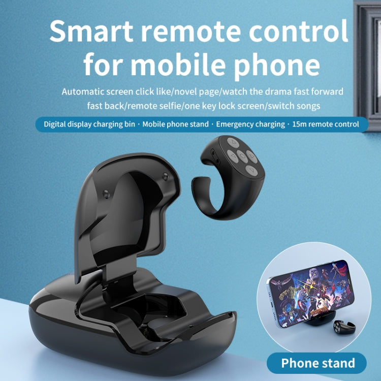 JX-06s Multifunctional Mobile Phone Smart Bluetooth Remote Control Ring with Charging Box(Black)