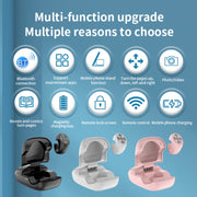 JX-06s Multifunctional Mobile Phone Smart Bluetooth Remote Control Ring with Charging Box(Black)