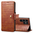 For Samsung Galaxy S24 Ultra 5G Denior Crocodile Texture Oil Edge Leather Phone Case(Brown) - free shipping - PMC Jewellery - Order now!