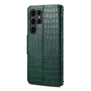 For Samsung Galaxy S24 Ultra 5G Denior Crocodile Texture Oil Edge Leather Phone Case(Green)