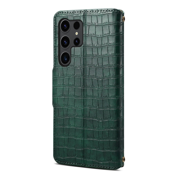 For Samsung Galaxy S24 Ultra 5G Denior Crocodile Texture Oil Edge Leather Phone Case(Green)