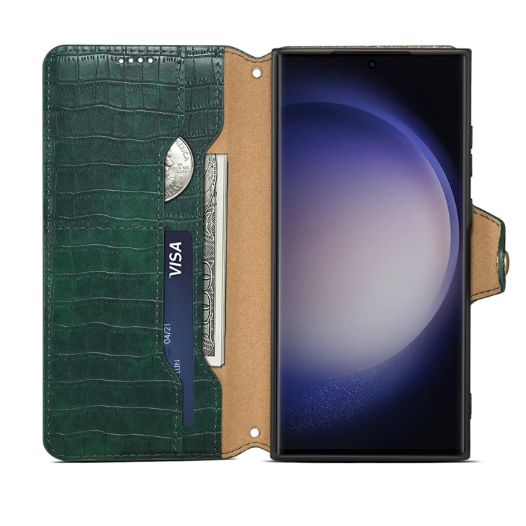 For Samsung Galaxy S24 Ultra 5G Denior Crocodile Texture Oil Edge Leather Phone Case(Green)