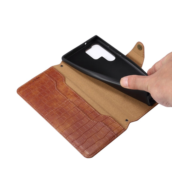 For Samsung Galaxy S24 Ultra 5G Denior Crocodile Texture Oil Edge Leather Phone Case(Green)