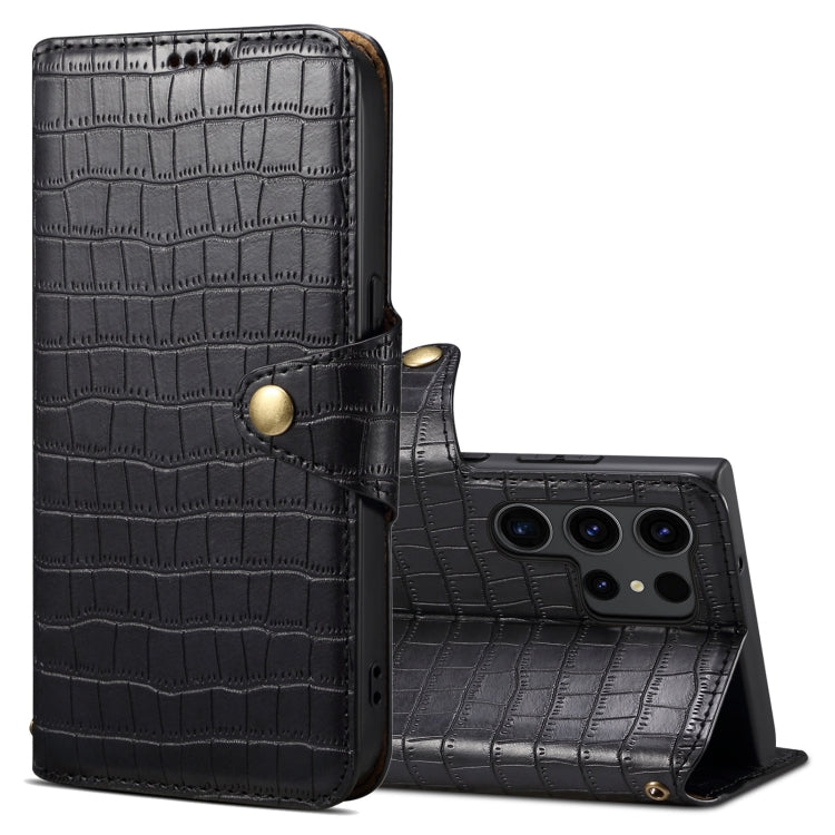 For Samsung Galaxy S24 Ultra 5G Denior Crocodile Texture Oil Edge Leather Phone Case(Black) - free shipping - PMC Jewellery - Order now!