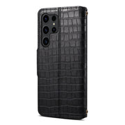 For Samsung Galaxy S24 Ultra 5G Denior Crocodile Texture Oil Edge Leather Phone Case(Black)