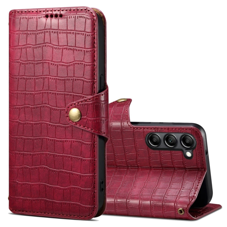 For Samsung Galaxy S24+ 5G Denior Crocodile Texture Oil Edge Leather Phone Case(Rose Red) - free shipping - PMC Jewellery - Order now!