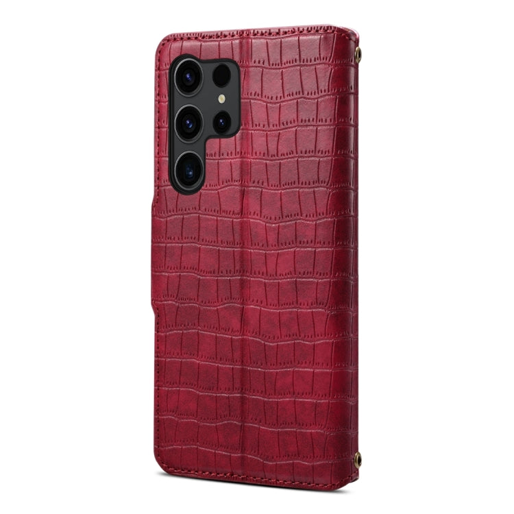 For Samsung Galaxy S24 5G Denior Crocodile Texture Oil Edge Leather Phone Case(Rose Red)