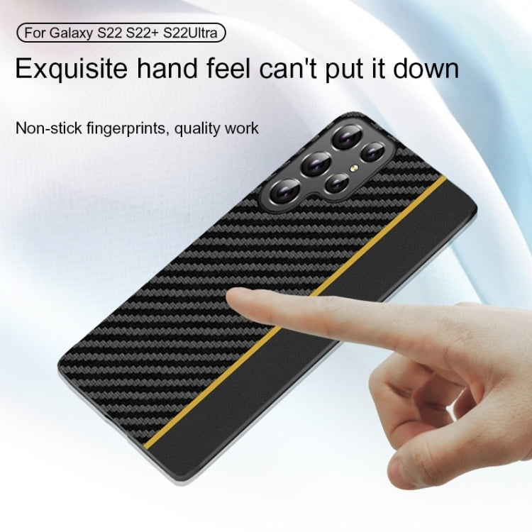 For Samsung Galaxy S25 5G Ultra-thin Carbon Fiber Texture Splicing Phone Case(Blue)