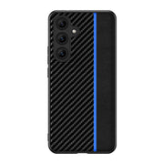 For Samsung Galaxy S25+ 5G Ultra-thin Carbon Fiber Texture Splicing Phone Case(Blue)