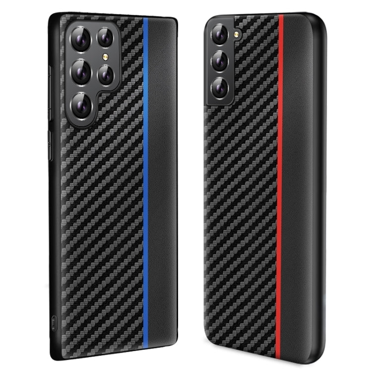 For Samsung Galaxy S25 Ultra 5G Ultra-thin Carbon Fiber Texture Splicing Phone Case(Red)