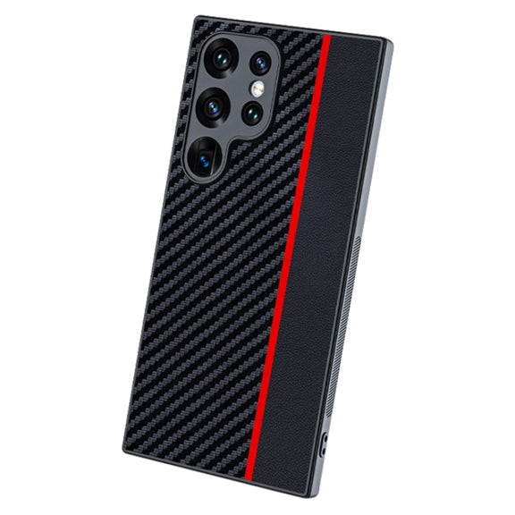 For Samsung Galaxy S25 Ultra 5G Ultra-thin Carbon Fiber Texture Splicing Phone Case(Red)