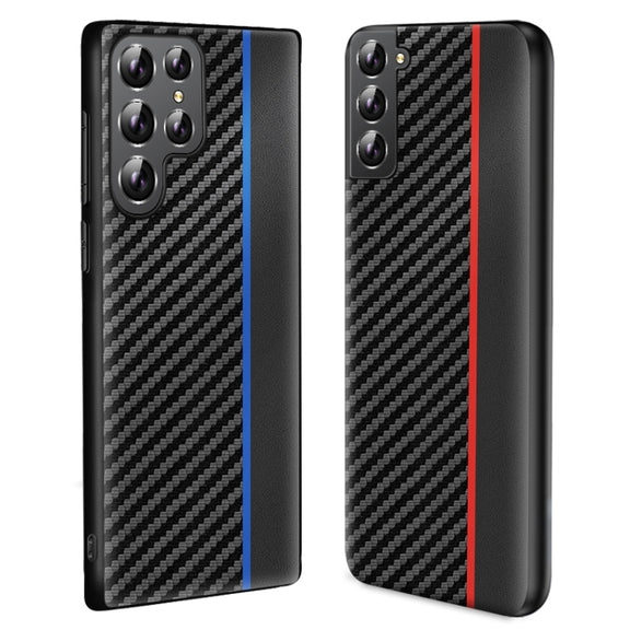 For Samsung Galaxy S25 Ultra 5G Ultra-thin Carbon Fiber Texture Splicing Phone Case(Blue)