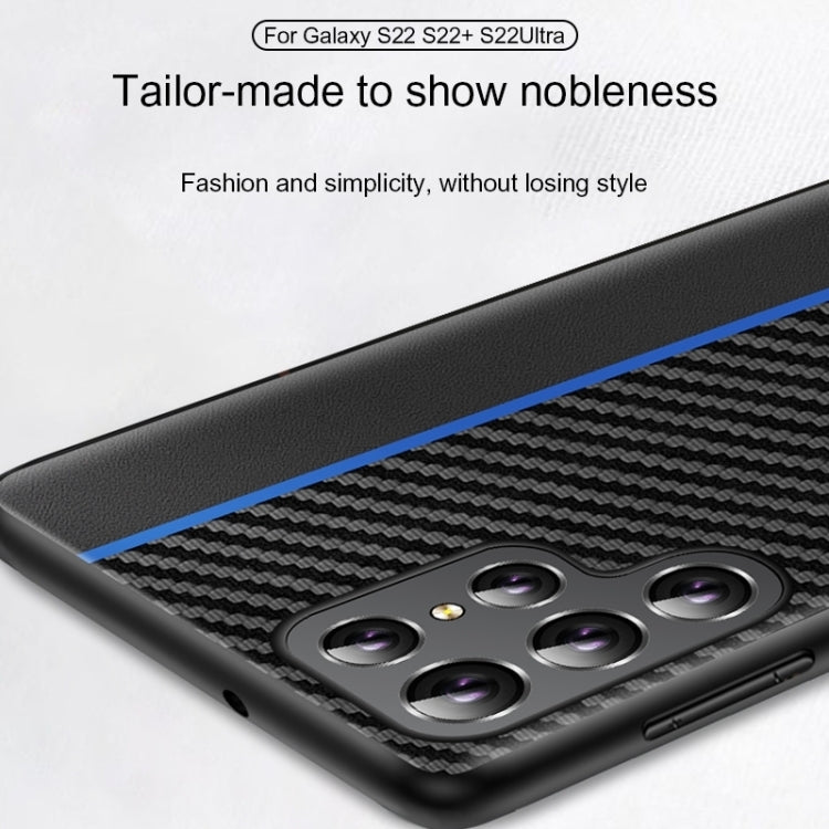 For Samsung Galaxy S25 Ultra 5G Ultra-thin Carbon Fiber Texture Splicing Phone Case(Blue)