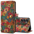 For Samsung Galaxy S24+ 5G Denior Flower Language Series Cork Fabric Oil Edge Leather Phone Case(Spring) - free shipping - PMC Jewellery - Order now!