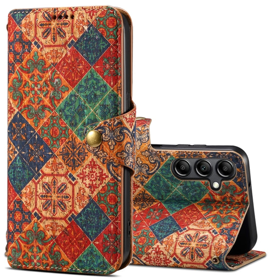 For Samsung Galaxy S24+ 5G Denior Flower Language Series Cork Fabric Oil Edge Leather Phone Case(Winter)