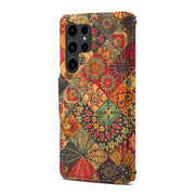 For Samsung Galaxy S24 Ultra 5G Denior Flower Language Series Cork Fabric Oil Edge Leather Phone Case(Autumn)