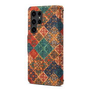 For Samsung Galaxy S24 Ultra 5G Denior Flower Language Series Cork Fabric Oil Edge Leather Phone Case(Winter)