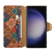 For Samsung Galaxy S24 Ultra 5G Denior Flower Language Series Cork Fabric Oil Edge Leather Phone Case(Winter)