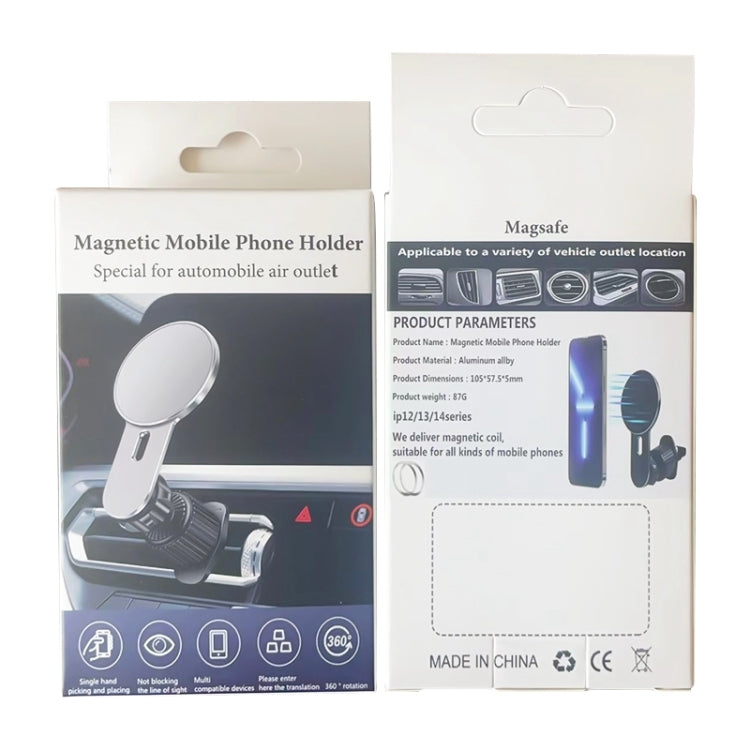 360 Degree Rotating Car Air Outlet Magnetic Phone Holder(Silver) - Car Holders by PMC TechLife | Online Shopping South Africa | PMC TechLife | Buy Now Pay Later Mobicred