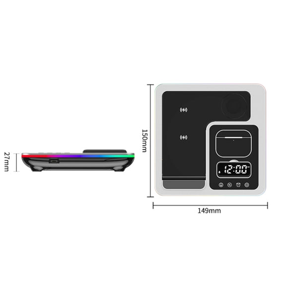 A93 15W 5 in 1 Multifunctional Foldable Wireless Charger Desktop Phone Stand(Silver)