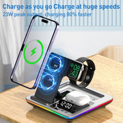 A93 15W 5 in 1 Multifunctional Foldable Wireless Charger Desktop Phone Stand(Silver)