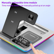 A93 15W 5 in 1 Multifunctional Foldable Wireless Charger Desktop Phone Stand(Silver)