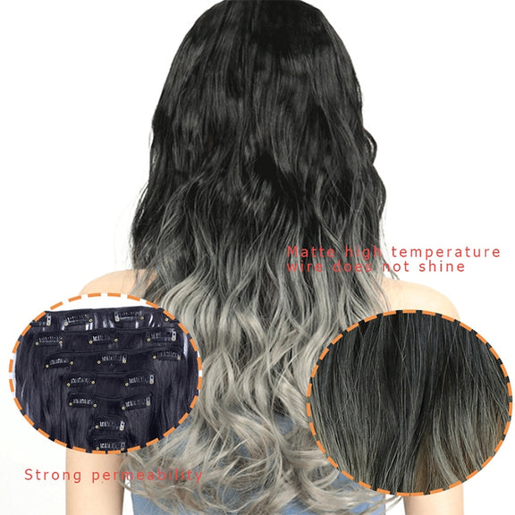 50cm 16 Card Long Curly Hair Wig Seamless Hair Extension Piece(7.4H27#)
