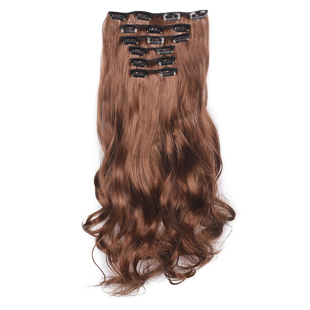 50cm 16 Card Long Curly Hair Wig Seamless Hair Extension Piece(8.4M30#)