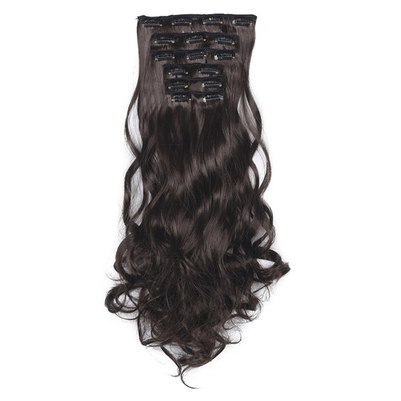 50cm 16 Card Long Curly Hair Wig Seamless Hair Extension Piece(11.8#)